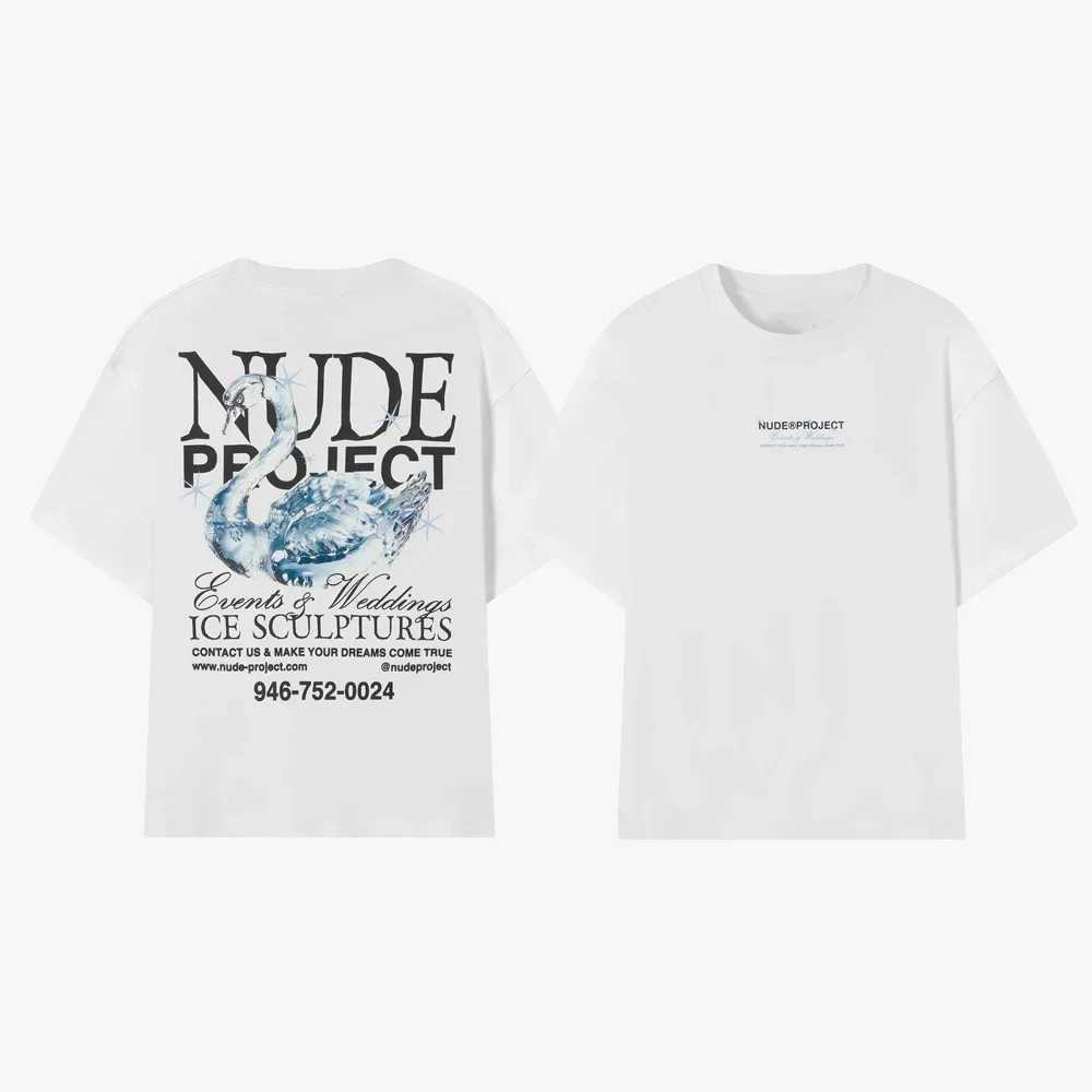 2025 New Hot Sale Trendy Printed Nude Project Men Women Vacation Designer T-shirt Brands Street Short Sleeves Top X250329