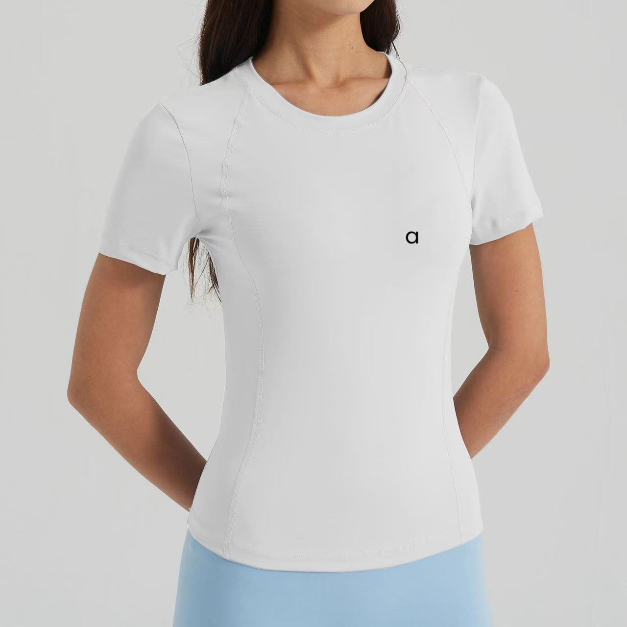 Women Yoga T shirt Cew Neck Fintness Short Sleeve Skinfriendly Workout Breathble Blackless Quick Dry Top Female BFT024