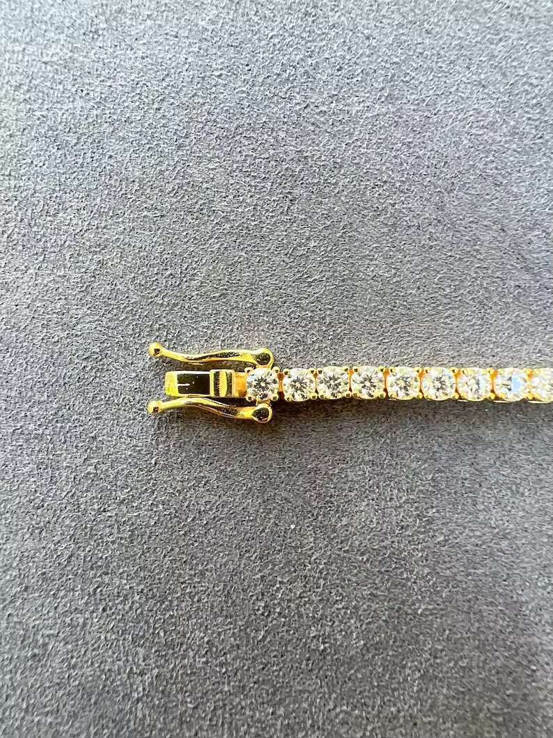 Hot Sale 3MM Moissanite Tennis Necklace 925 Silver Yellow Gold VVS Moissanite Diamond Necklace Passes Diamond Tester