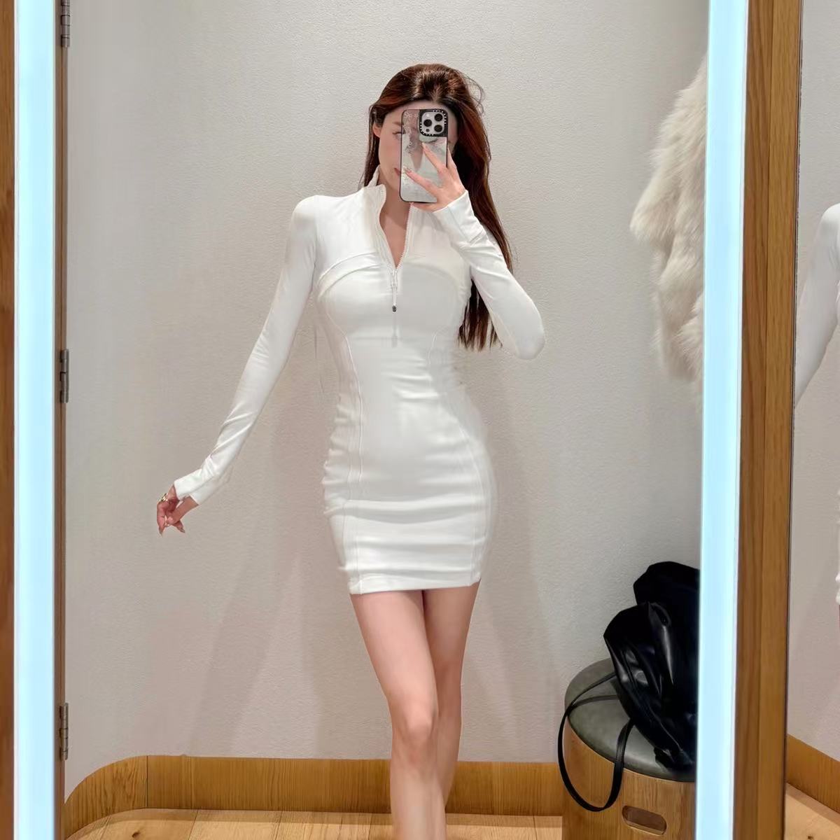 Womens DF Yoga Dresses Yoga Outfit Ladies Cheerleaders One Piece Dress Jacket Gym Long Sleeve Pants Lining Workout