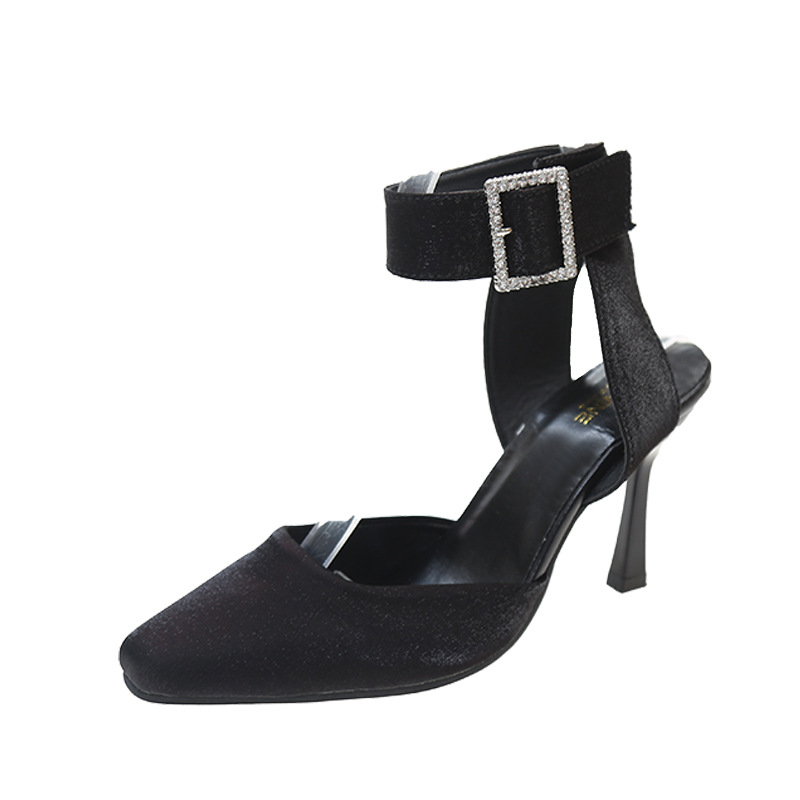 free Shipping Stiletto heels Designer Slipper Baotou Rear empty sandals One word strap single shoe External penetration Women sandal 2025