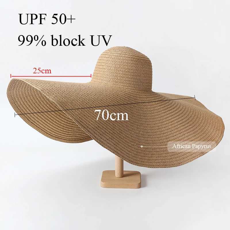 Womens ultra-fine 70cm beach hat wide Bri summer UV protection sun hat womens folding straw wedding hatXJ250329