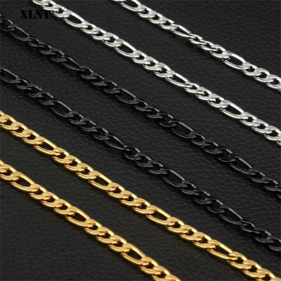 Fashion New Figaro Necklace Mens Punk Silver Stainless Steel Long Necklace Mens Hip Hop Jewelry Gift Y250329