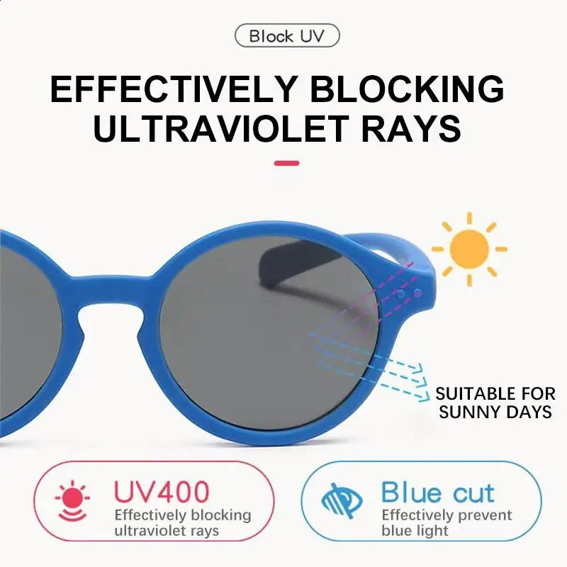 0-4-year-old Sunscreen Travel Kids Silicone Childrens Sunglasses Outdoor Polarized UV Resistant Baby Glasses Z260305