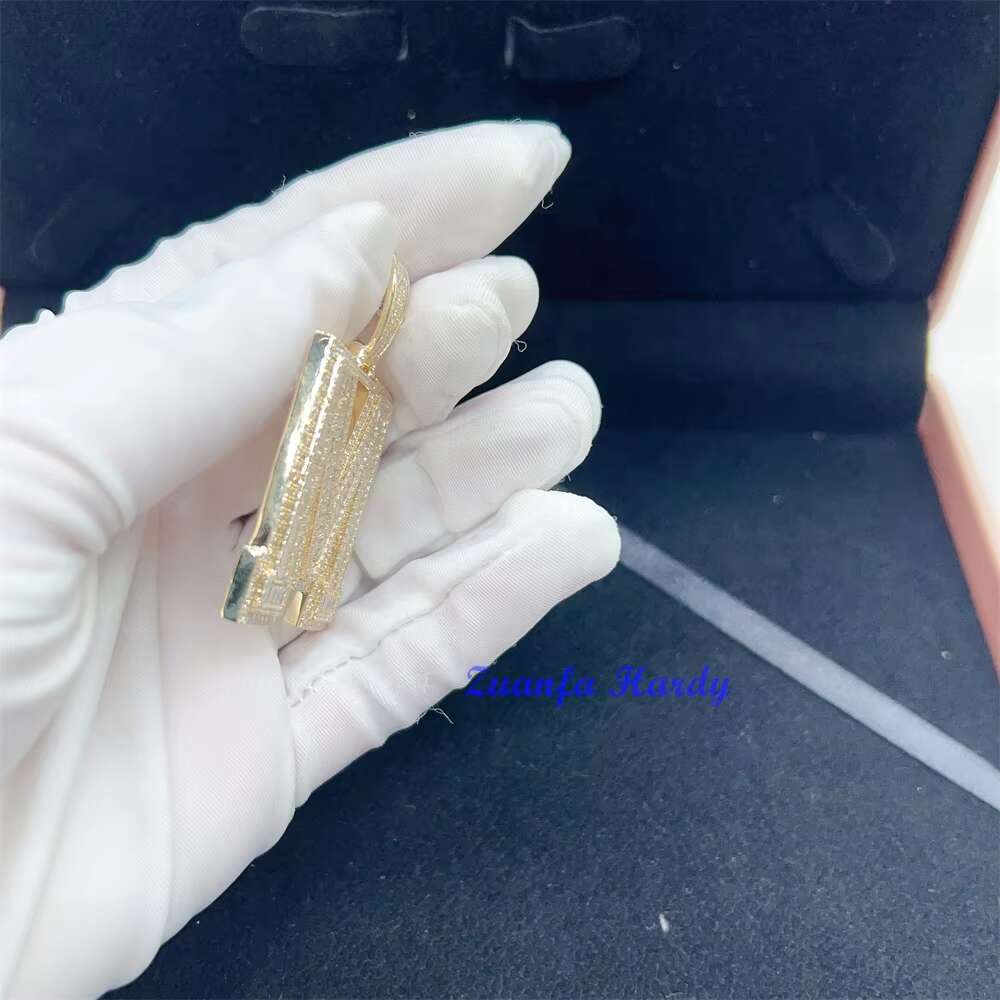 Custom Luxury Jewelry VVS Baguette Moissanite Diamond Cage Back Hip Hop Bling Initial Letter M Iced Out Moissanite Pendant