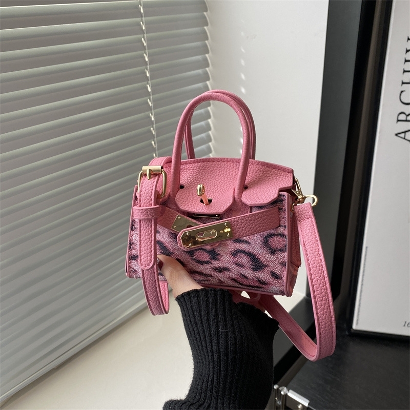 Trend everything leopard-print mini Kelly bag girl with cross body change pocket red packets