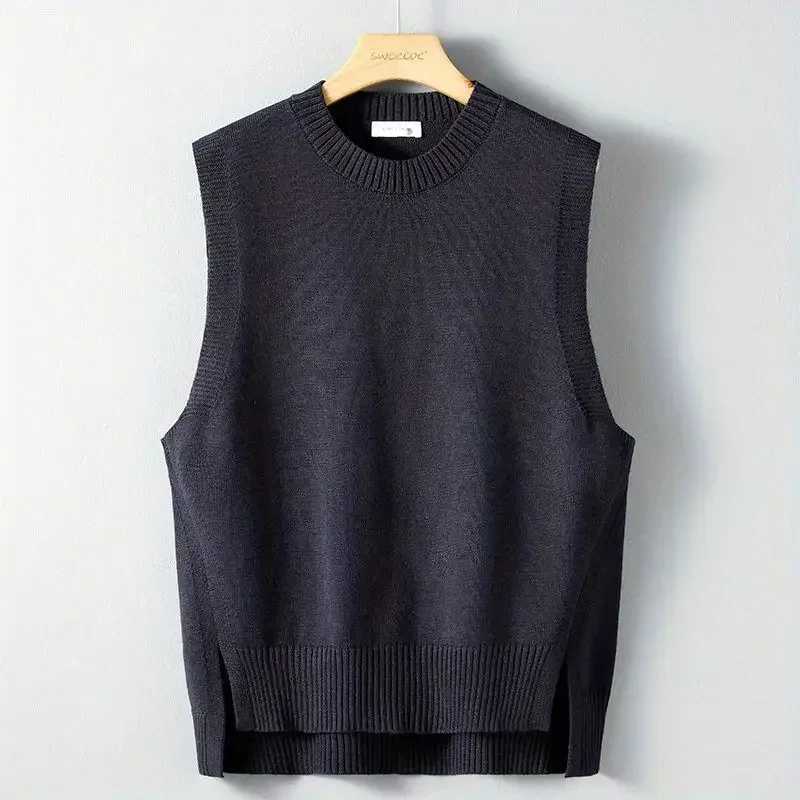 Casual waist shirt loose knit mens vest Korean popular clothing Y2k sleeveless fashion sweater mens new top X250329