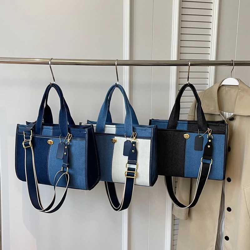 Designer bag New luxury denim fabric womens handbag square shoulder bag womens handbag designer fashionable and simple ten font Y250328
