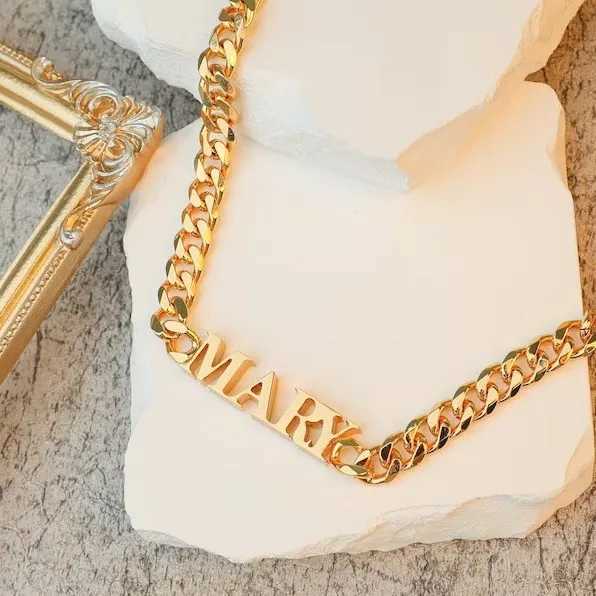 Customized stainless steel name necklace suitable for women men fashionable Cuban chains artistic letter pendants jewelry pendants direct shipping Y25