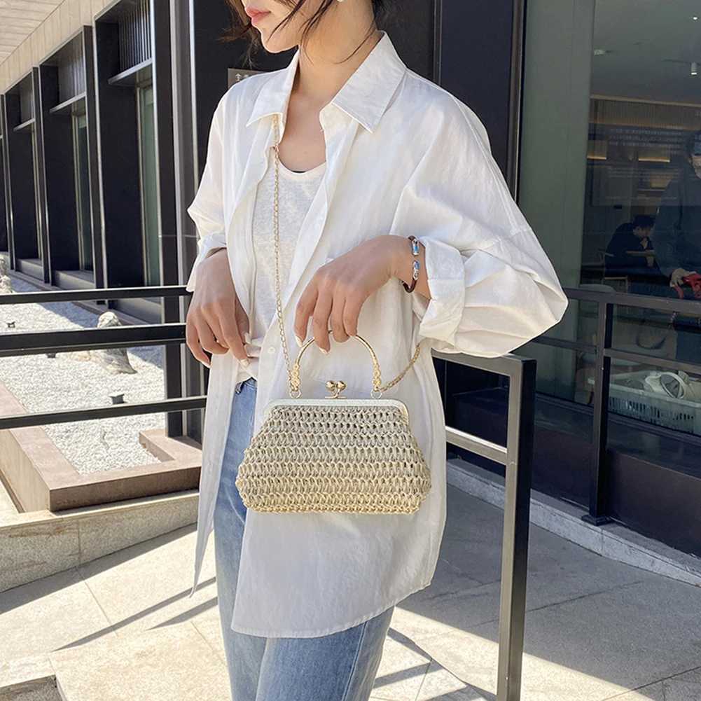 Designer bag Summer Beach Exquisite Gold Chain Party Wallet Handmade Woven Handbag Womens Clutch Bag Shoulder Cross Bag Y250328