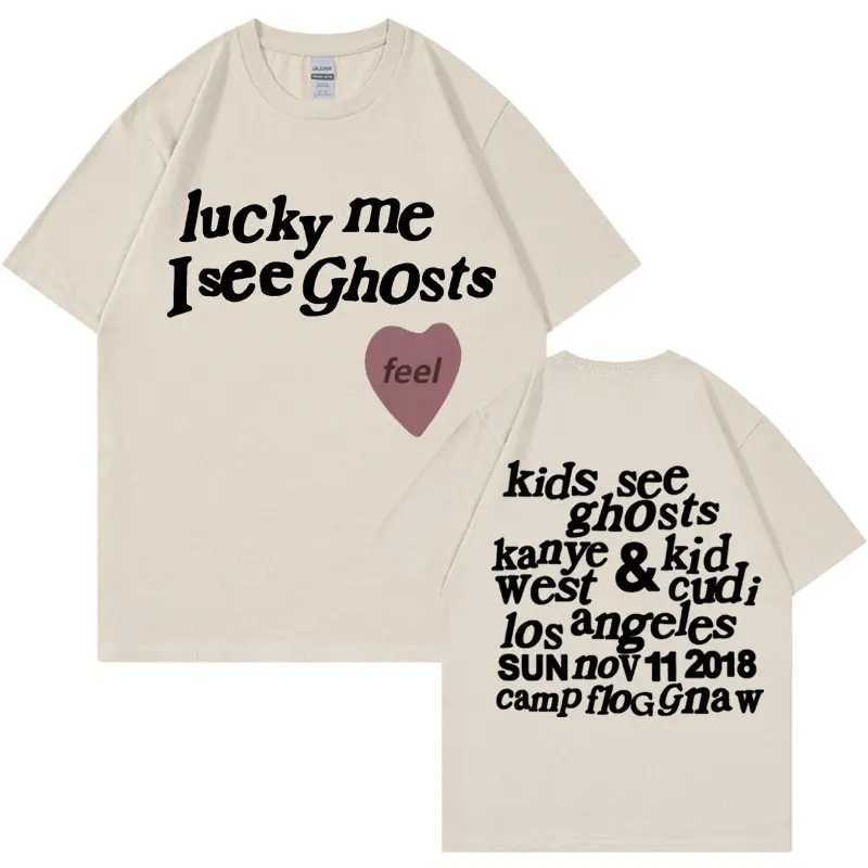Kids See Ghosts T Shirt 2025 Letters Print T Shirts Men Women Fashion Casual Cotton T-shirt Tops X250329