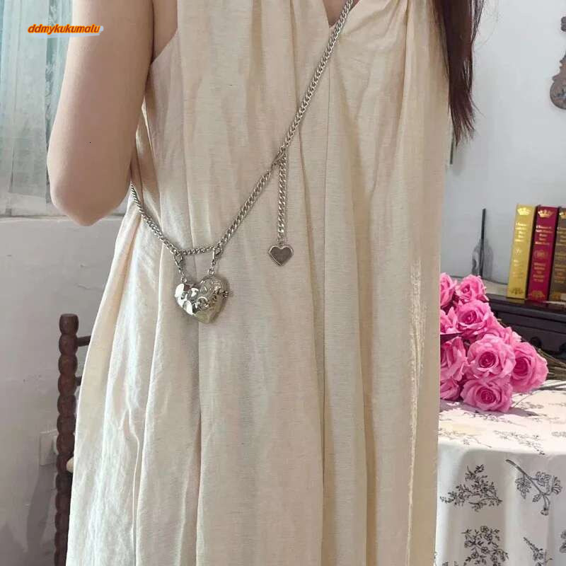 Fashionable Metal Heart Waistband Satchel Pearl Chain Crossbody Bags For Women Shoulder Bag Handbag Accessories ddmykukumalu