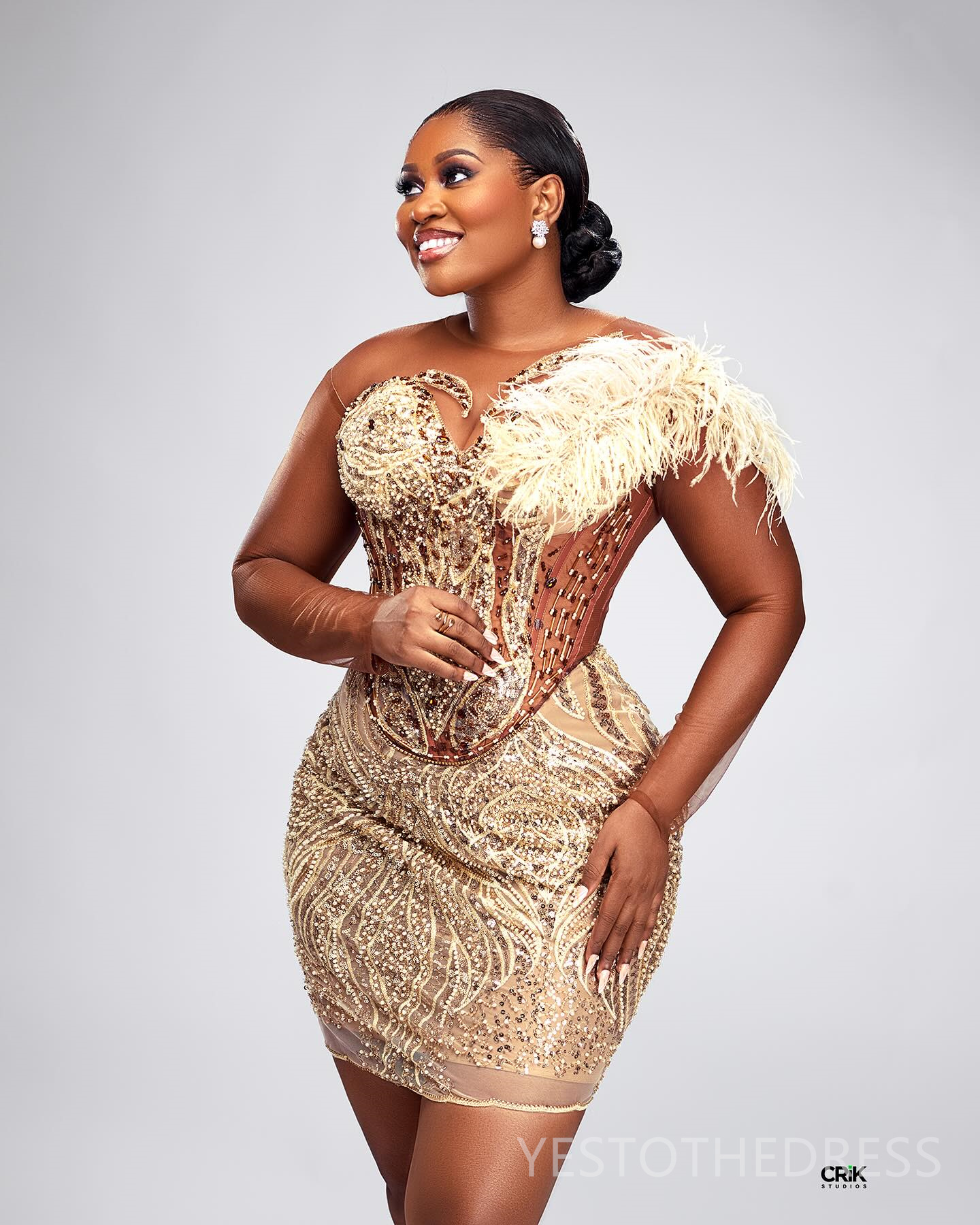 2025 Aso Ebi Gold Cocktail Dresses For Women Short Prom Dresses Mini Dresses Birthday Dresses Appliqued Beaded Sequined Lace Flora Gowns For Special O