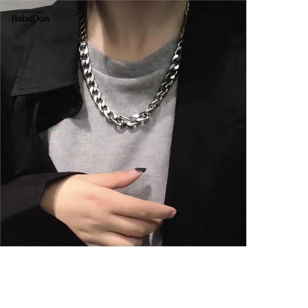 Womens Stainless Steel Curled Cuban Link NK Chain Steel Basic Punk Mens Necklace Jewelry Gift Free Delivery Y250329