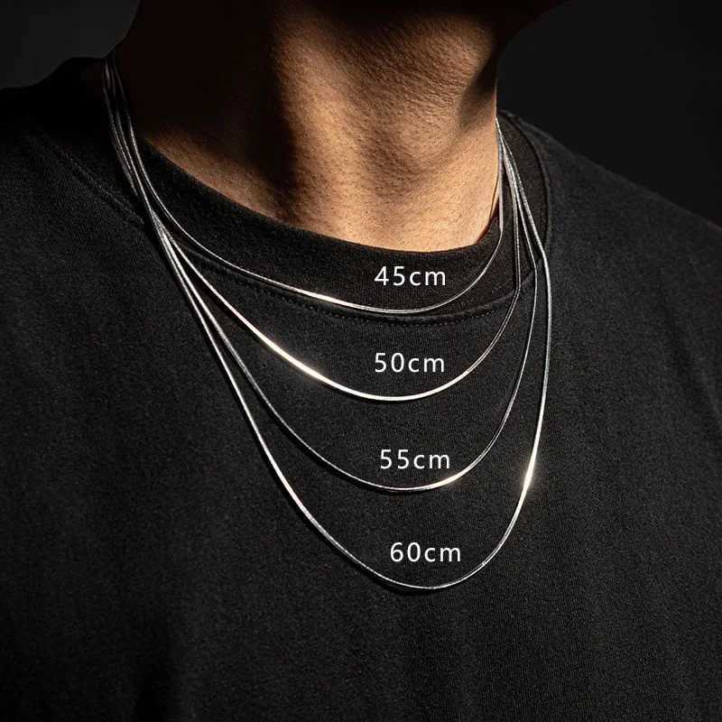 Punk hip-hop 2MM snake chain 925 sterling silver necklace mens silver mens jewelry gift Cardenas Para Hombre Y250329
