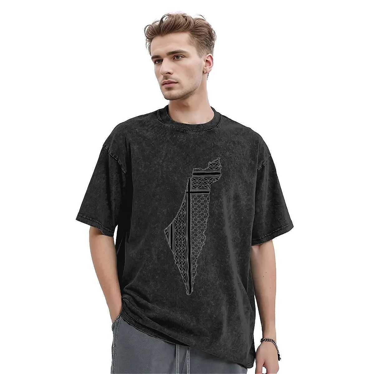 Palestines Symbol of Resistance T-Shirt Beach Palestinians Map T Shirts 2024 Cotton Tee Shirt For Male Short Sleeve Top Tees X250329
