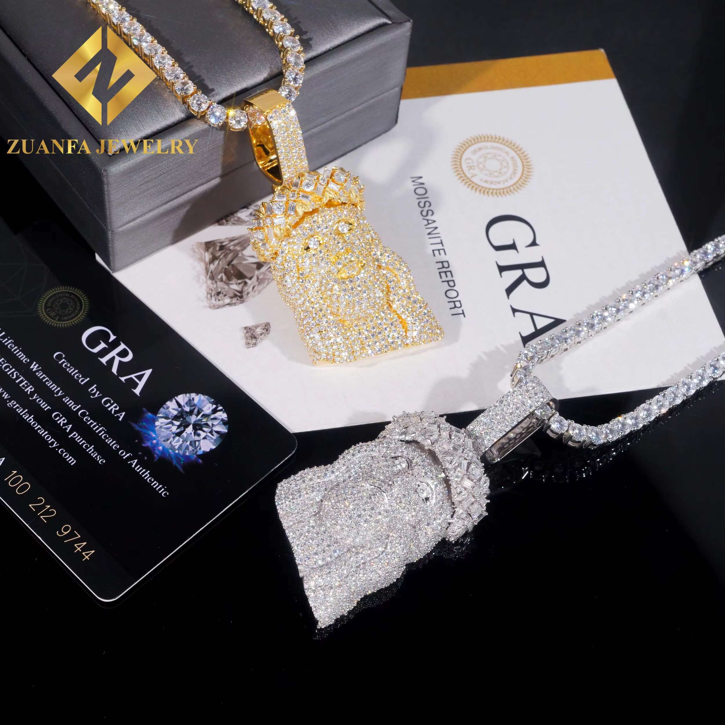 Hip Hop Jesus Jewelry 925 Silver VVS Moissanite Gold Plated Pendant Iced Out Fashion Pendant Fit Tennis Chain