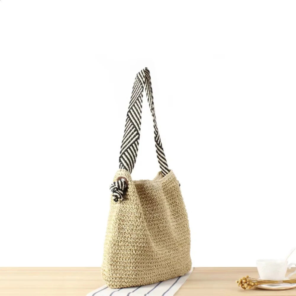 Korean ins Navy Wind Hundred Uses Paper Rope Woven Bag Knot Cell Phone Coin Documents Shoulder Bags Minority Beach Bags 250325