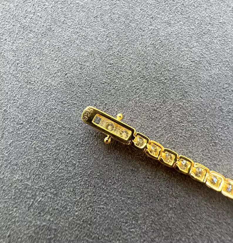 Hot Sale 3MM Moissanite Tennis Necklace 925 Silver Yellow Gold VVS Moissanite Diamond Necklace Passes Diamond Tester