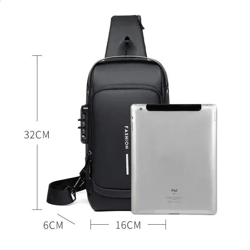 Men Anti Theft Chest Bag Shoulder Bags USB Charging Crossbody Package School Short Trip Messengers Bags Mens Oxford Sling Pack 250327