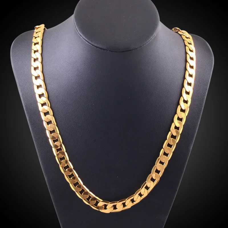 Special Offer 18K Gold Necklace 925 Stamp Silver Classic 8MM Side Chain Mens Exquisite Jewelry Wedding Party Y250329
