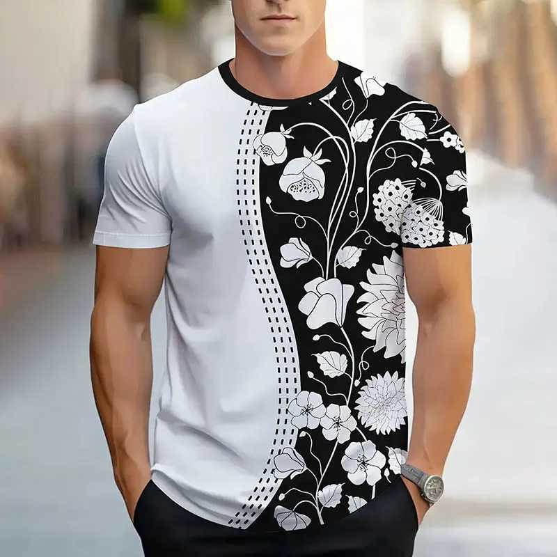 New Fashion Innovation Mathematical Formula Printing Mens Short Sleeves Summer Fresh Mens Sports Fitness T-shirt Loose Round Neck Top W250329