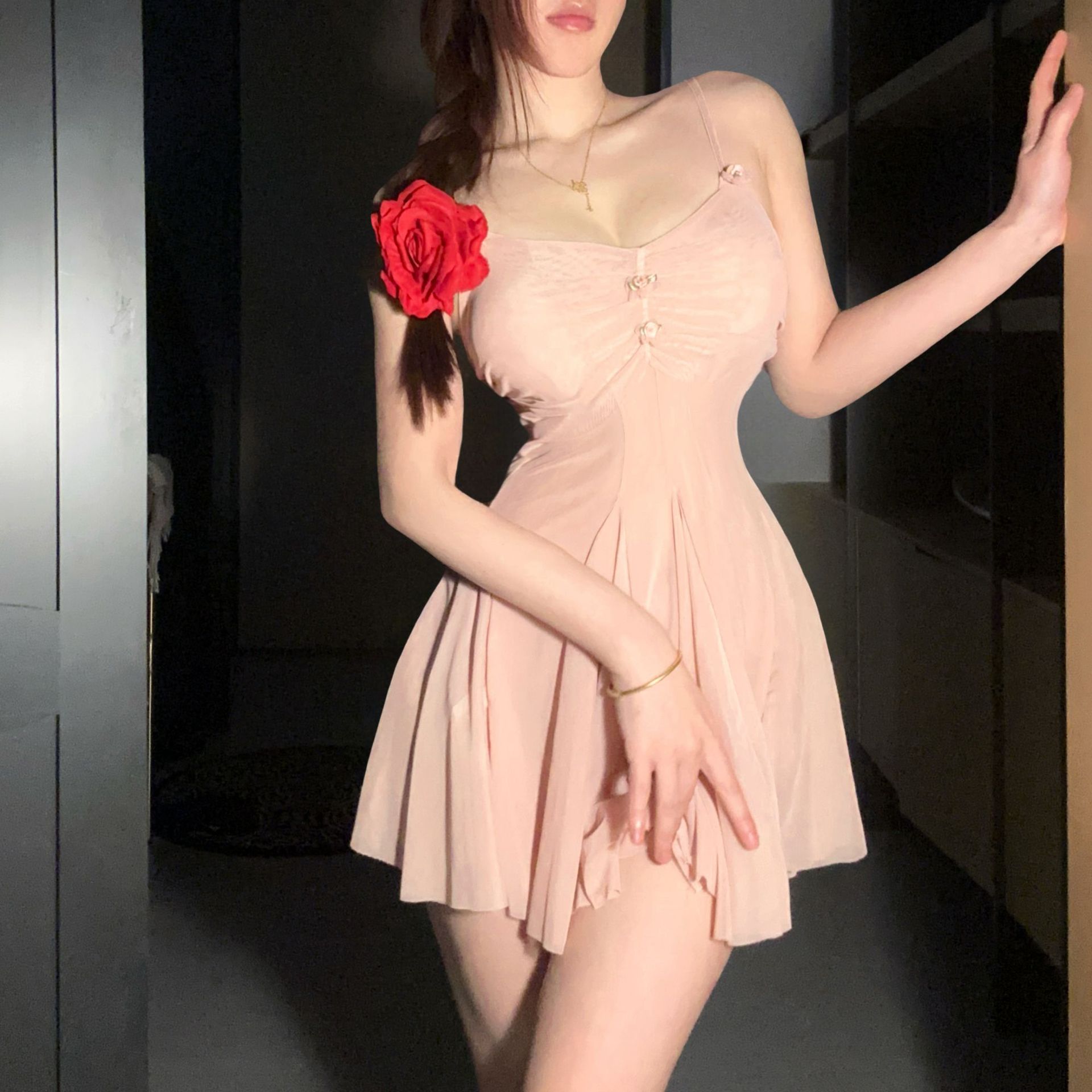F8260 High quality sexy see-through mesh fun large size suspender nightdress flirting interest pure desire fun suit