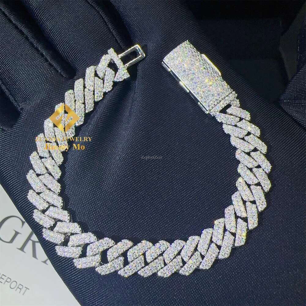 8mm Two Rows Iced Out Man Hip Hop Jewelry GRA Certificates Pass Dia Tester VVS1 Moissanite Cuban k Chain Men