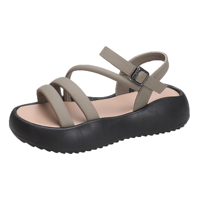 Thick soled sandals free Shipping Designer Slipper Wearing beach shoes outside One word buckle strap Casual women's shoes HOT 2025