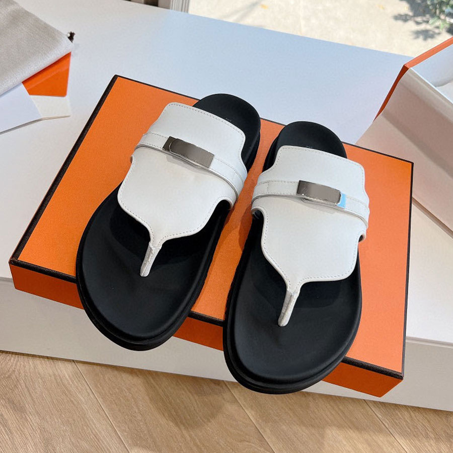 Top quality Classic buckle Suede leather flip-flops for women men slipper slide sandal womens Luxury designer sandals man Beach Flat shoes Large size 35-45
