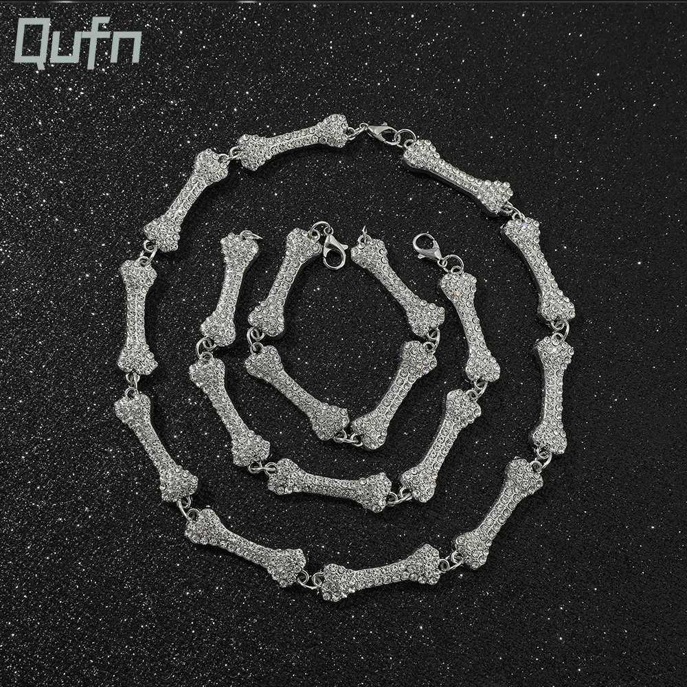 Fashion Ins style shiny rhinestone border necklace for women Gothic punk jewelry hip-hop bone necklace gift Y250329
