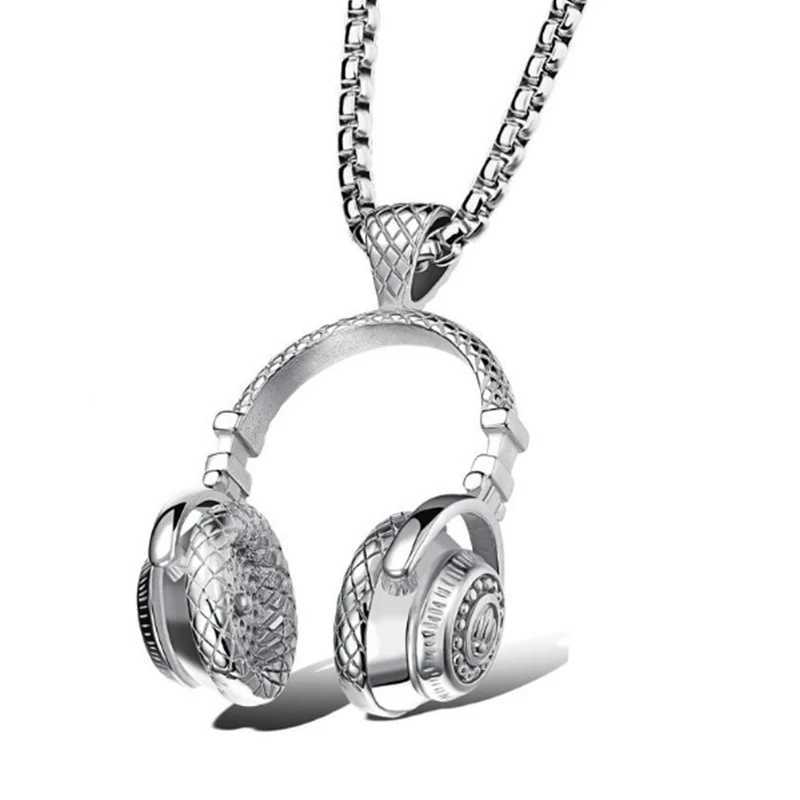 Personalized Rock DJ Music Earphones Pendant Necklace Mens and Womens Headwear Necklace Jewelry Hip Hop Earphones Long Chain Party Gift Y250329