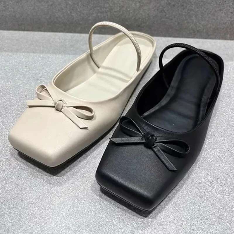 Flat Mules Slipper Square Toe Ballet Shoes Comfy Shallow Slide Women 2025 Autumn New Fashion Sandals Female Atos Mujer