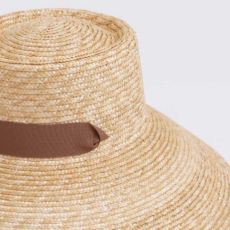 Womens wide Brim straw hat with Chin strap summer sun hat UV protection beach hat wind rope UPF Derby travel hatXJ250329
