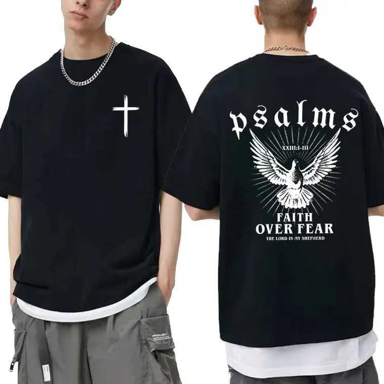 Jesus Faith Over Fear Christian Peace Dove Graphic T-shirts Men Women Fashion Casual Oversized T Shirt Man 100% Cotton Tshirt X250329