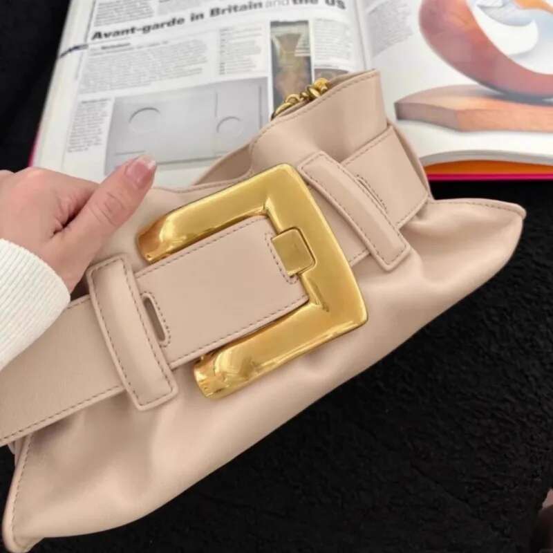 Fashion Design Belt Buckle Underarm Exquisite Cute Ladies Shoulder Bag Hand Held Purse Women
