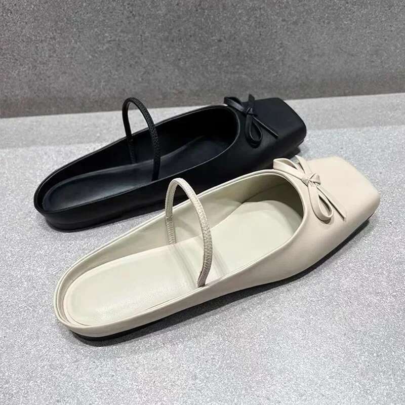 Flat Mules Slipper Square Toe Ballet Shoes Comfy Shallow Slide Women 2025 Autumn New Fashion Sandals Female Atos Mujer