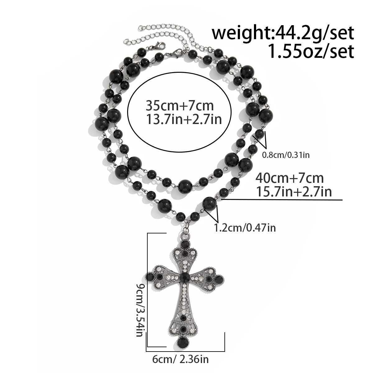IngeSight. Z Charm Elegant Imitation Pearl Necklace Mens New Gothic Jesus Cross Pendant Necklace Mens Party Jewelry Y250329