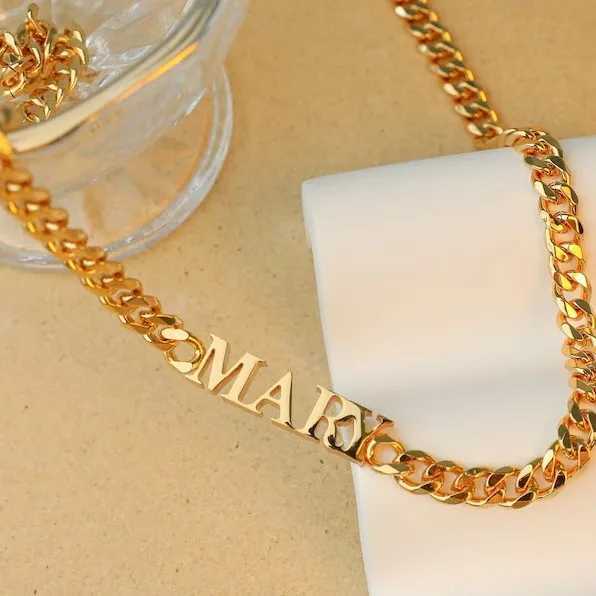 Customized stainless steel name necklace suitable for women men fashionable Cuban chains artistic letter pendants jewelry pendants direct shipping Y25