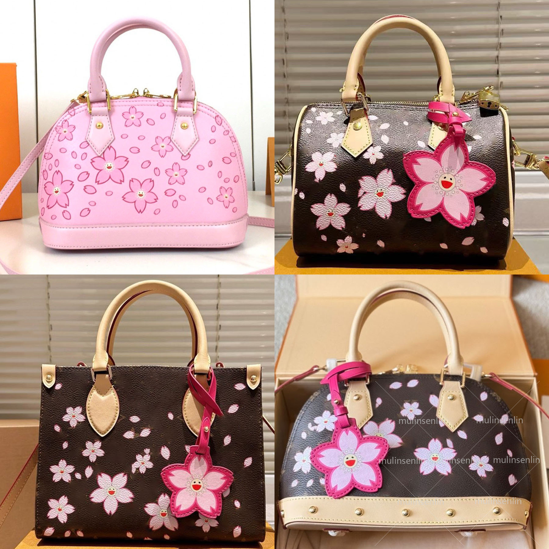 designer bags shoulder bag leather TM rainbow handbag canvas murakami women colorful bag fashion vintage cherry lady clutch tote woman bag purse wallet