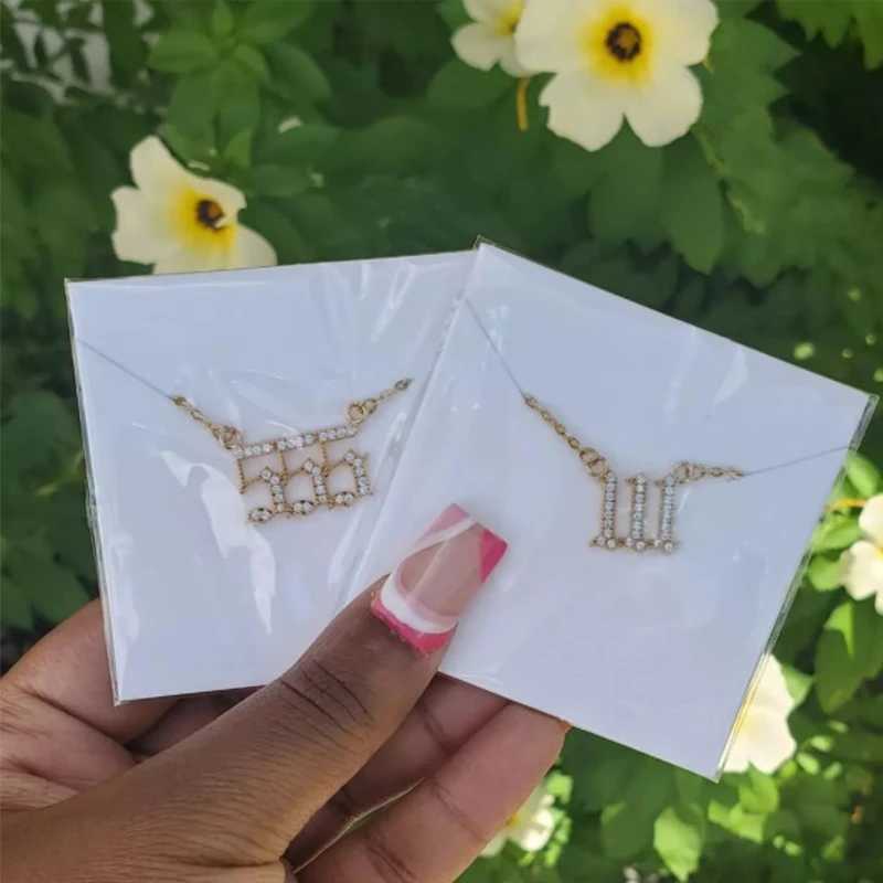 Mens Angel Digital Necklace 111 222 333 Stainless Steel Chain Zircon Pendant Necklace Birthday Jewelry Gift Y250329