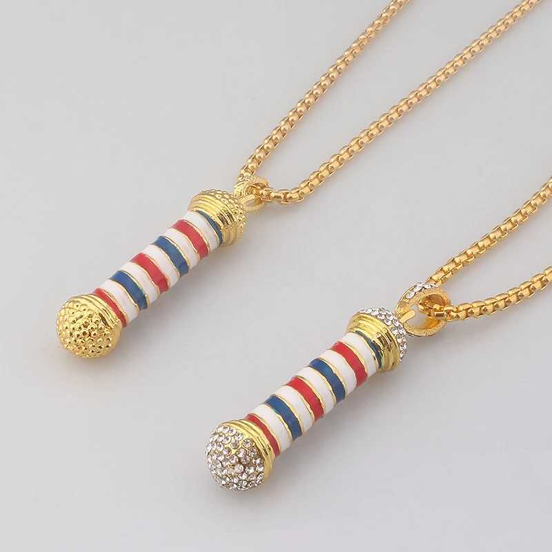 Fashion Barber Shop Pole 3D Barber Pole Chain Pendant Necklace Hip Hop Barber Gothic Jewelry Necklace Y250329