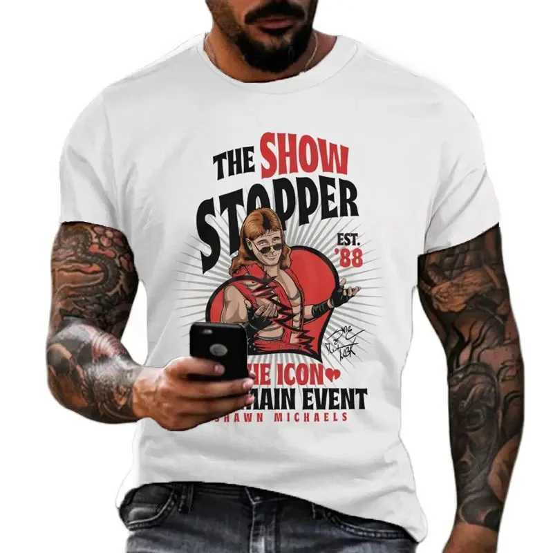 Summer Mens 3D Famous Wrestler Shawn Michaels T-shirt Childrens Street Large Round Neck Sports Top 26Y0424