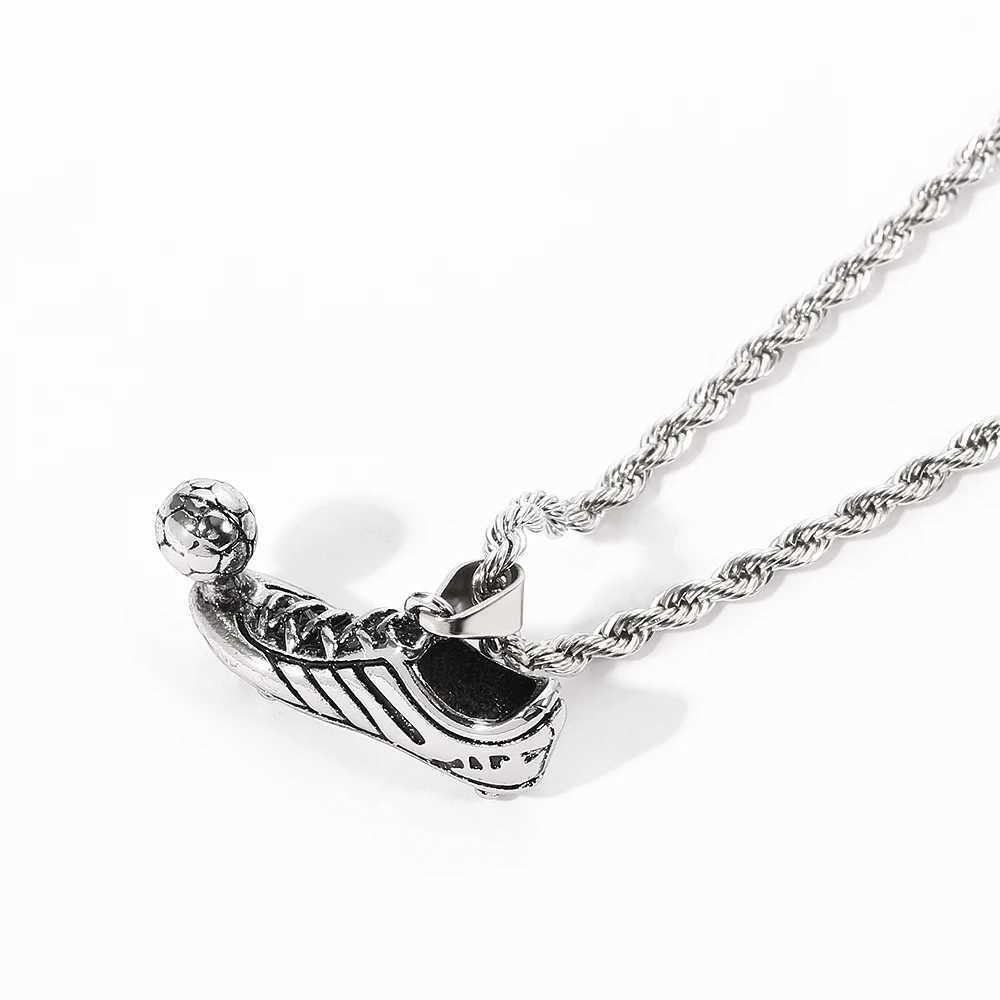 Hip hop punk football shoe pendant necklace mens fashion football necklace boys jewelry accessories gift Y250329