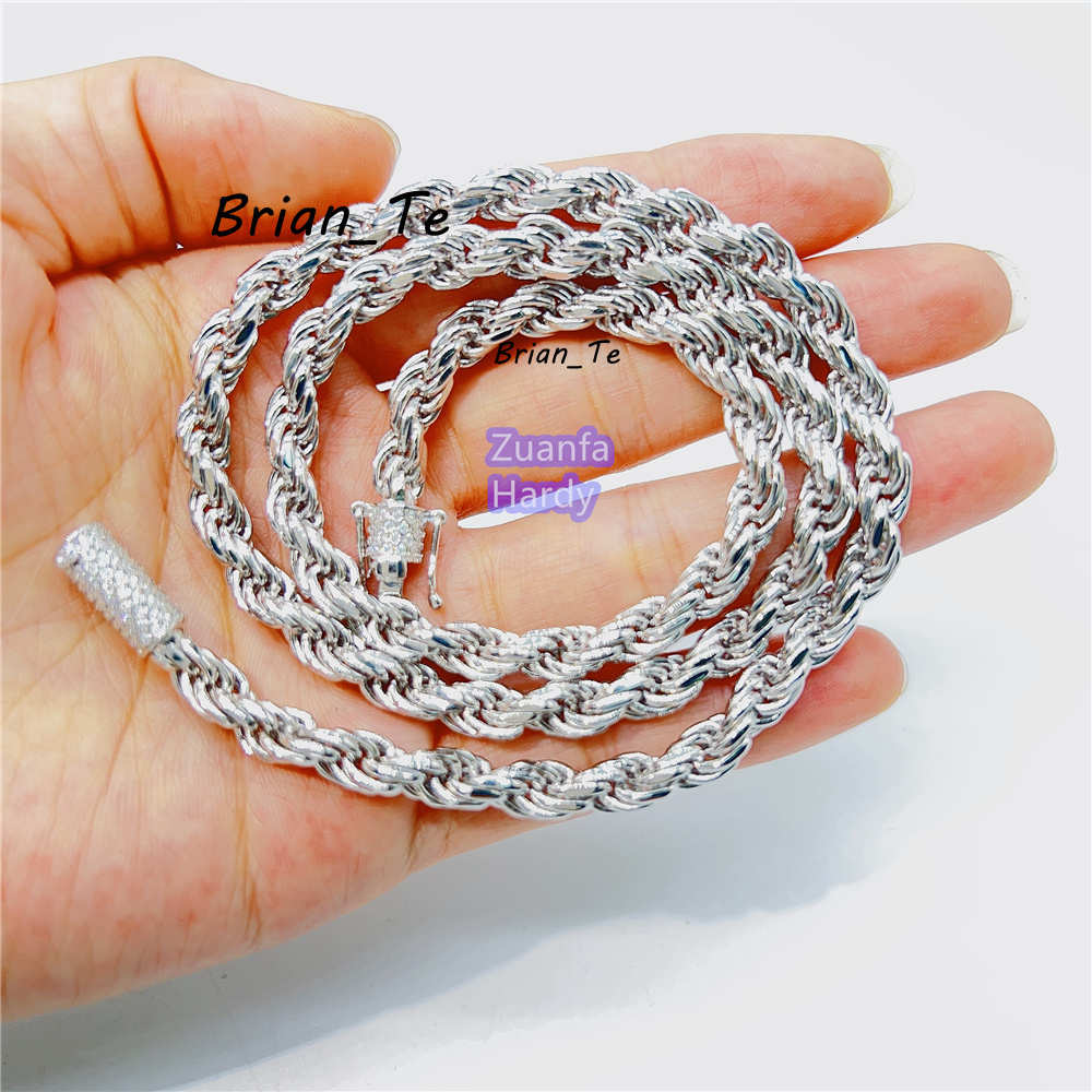 6mm 16 18 20 22 2426 28 30 Necklace Gold Plated Diamond Clasp Necklace 925 Sterling Silver Rope Chain