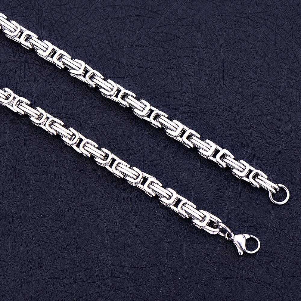 Width 5MM 316L Titanium Steel Empire Chain Necklace Fashion Stainless Steel Mens Necklace Hip Hop Rock Jewelry Length 60/70CM Y250329