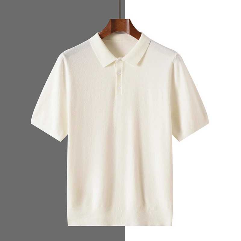 Summer new 100% pure cotton mens polo shirt collar business casual solid color T-shirt knitted top. W250329