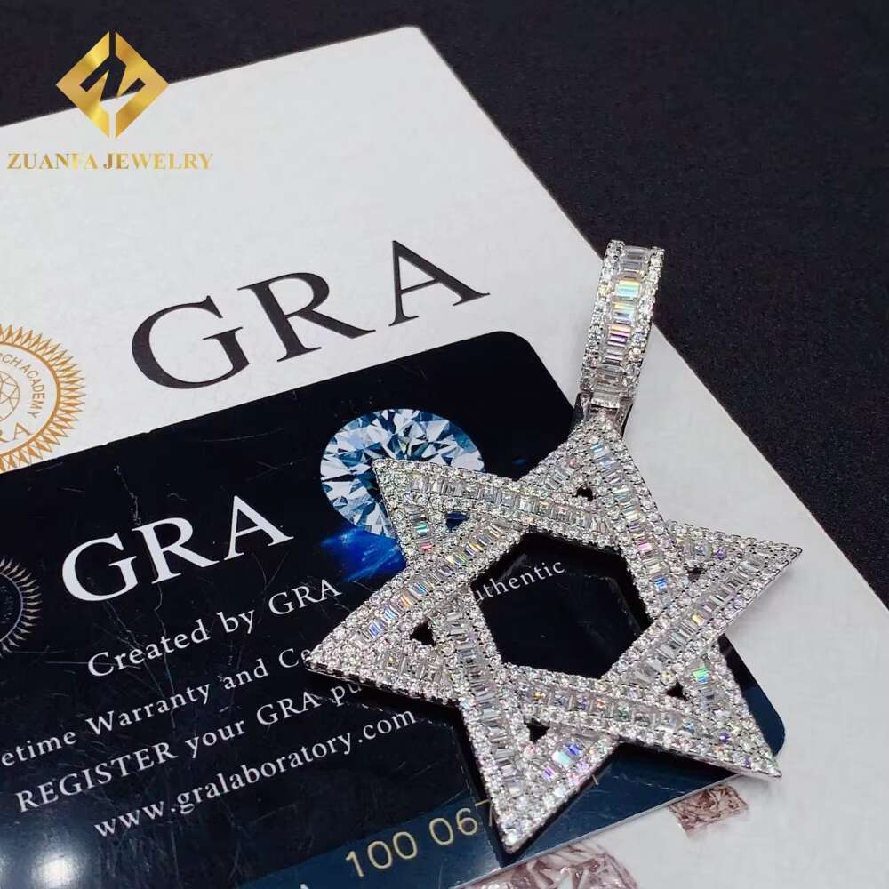 Pass Diamond Tester VVS Moissanite Diamond 925 Silver Pendant Necklace Pendant Big Star Design Hip Hop Jewelry Unisex