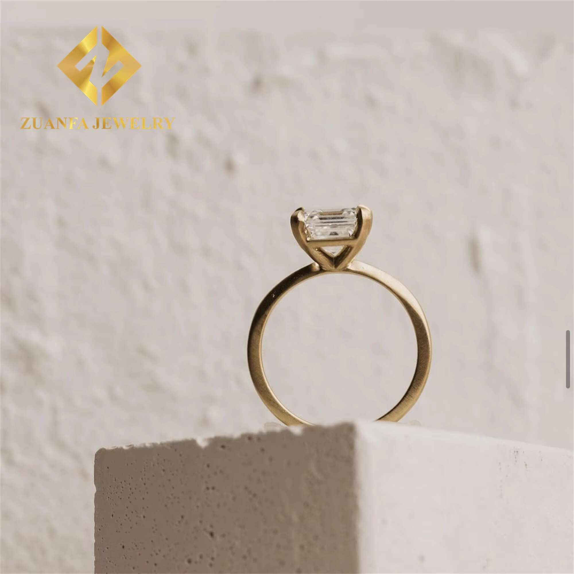 10k Real Gold Boutique Bridal Wedding Jewelry Flawless 8.5mm 3Ct Asscher Moissanite Diamond Engagement Wedding Solitaire Ring
