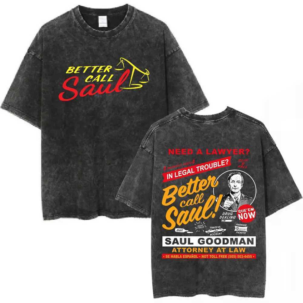 Heisenberg Vintage Washed T Shirt Better Call Saul Graphic Print T-shirts Mens Pure Cotton Short SLeeves Tee Shirt X250329